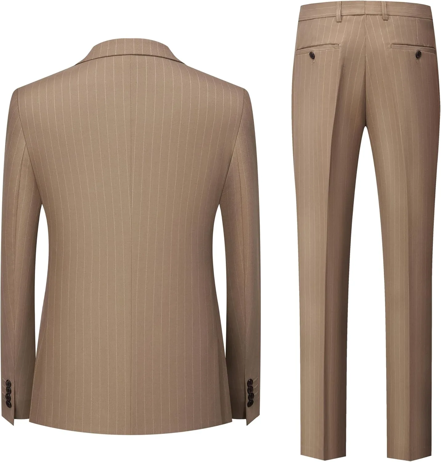 MOGU Mens Double Breasted Pinstripe Suit 2 Piece Slim Fit Tuxedo Formal Jacket and Pants for Business Wedding Prom