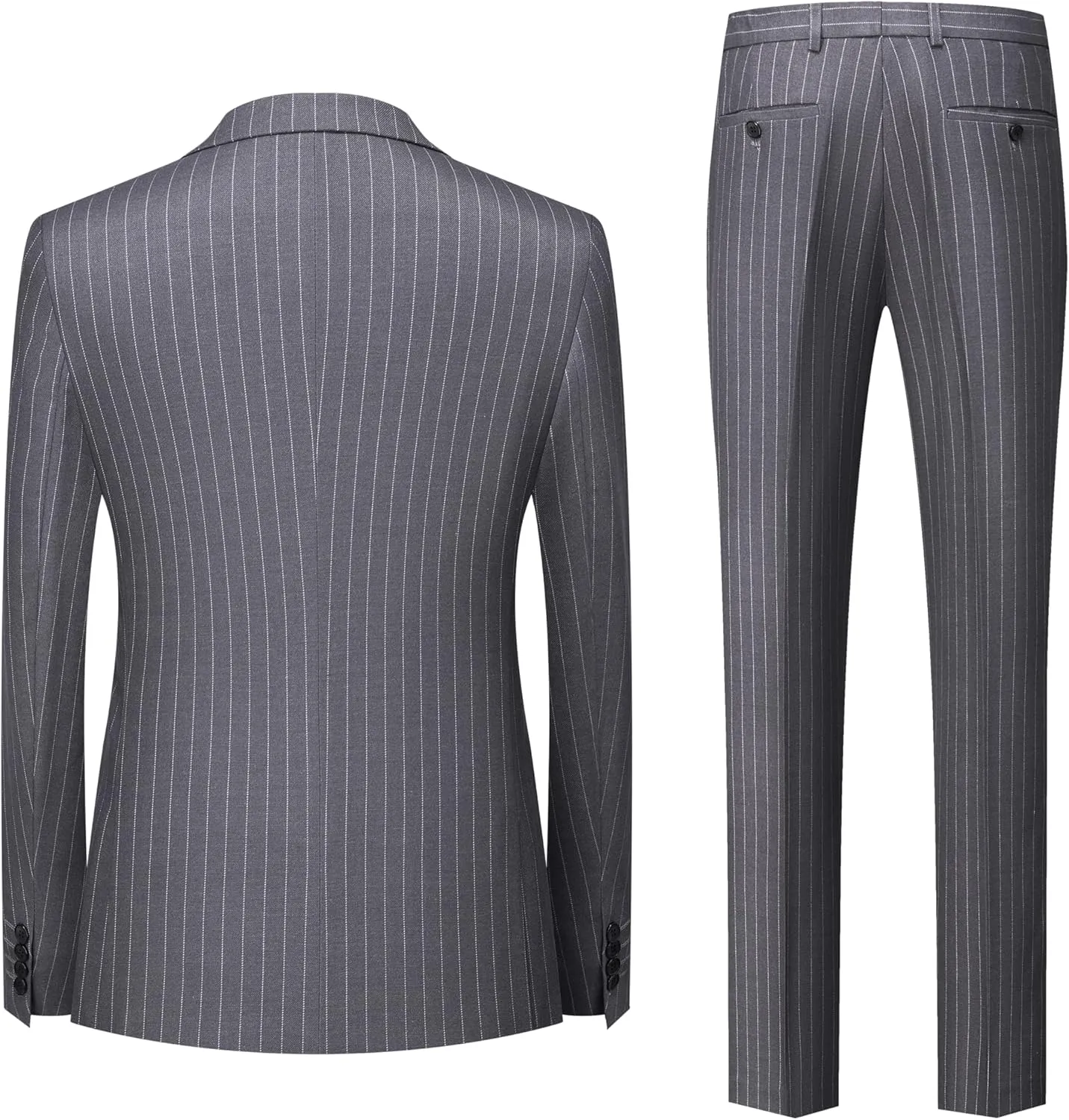 MOGU Mens Double Breasted Pinstripe Suit 2 Piece Slim Fit Tuxedo Formal Jacket and Pants for Business Wedding Prom
