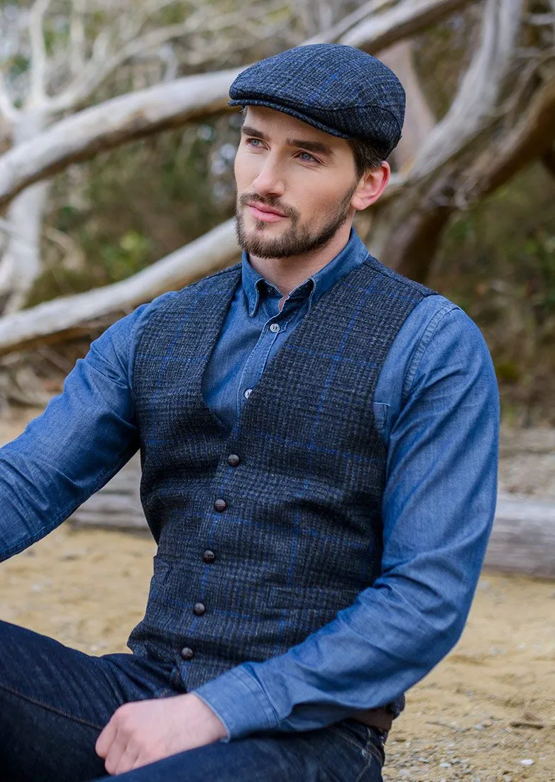 Mucros Tweed Waistcoat | Charcoal Blue