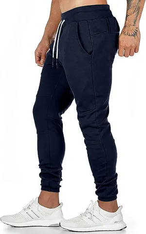 Muscularfit Mens Casual Pants Drawstring Stretch Zipper Pocket Sport Sweatpants Outdoor Fashion Skinny Running Fitness Pants
