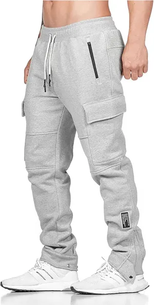 Muscularfit Mens Sweatpants with Pockets Casual Loose Drawstring Elastic Waist Straight Cargo Pants Regular Jogger Trousers