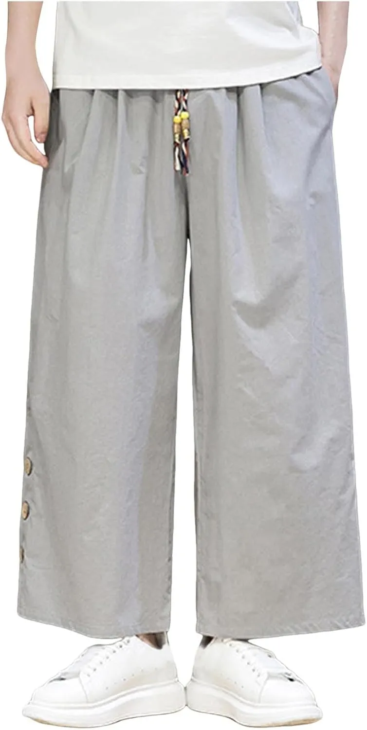 Ninja Pants Harem Men Summer Wear Lounge Linen Hip Hop Hippie Trousers Mens Beach for Everyday Bohemian Cotton