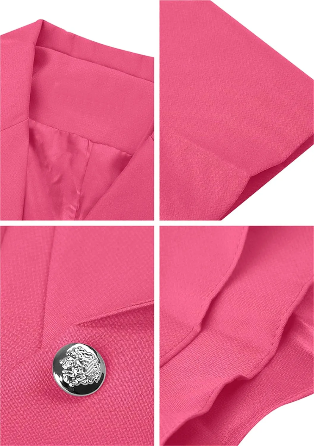 OMZIN Women Casual Suit Jacket Dressy Double Notch Lapel Jacket Single Button Peplum Comfy Blazer