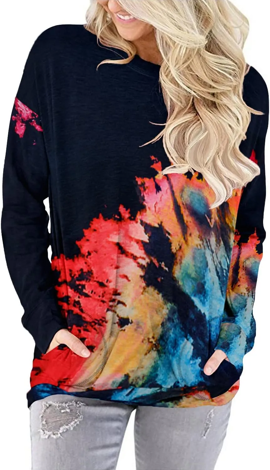 onlypuff Women's Pocket Shirt Graphic Tunic Tops Sweatshirts