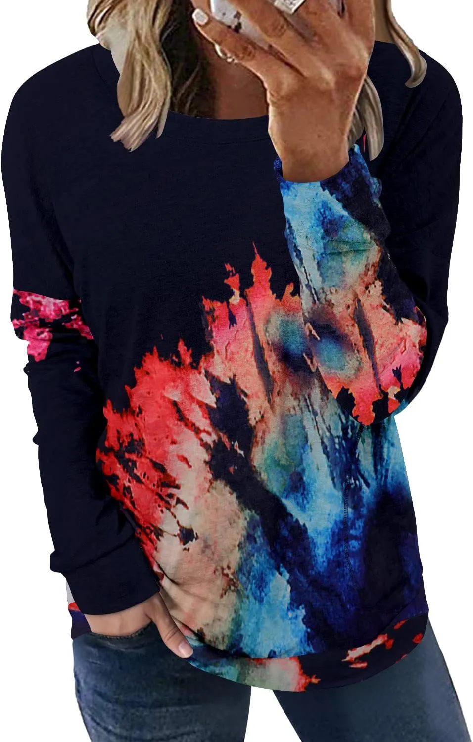 onlypuff Women's Pocket Shirt Graphic Tunic Tops Sweatshirts