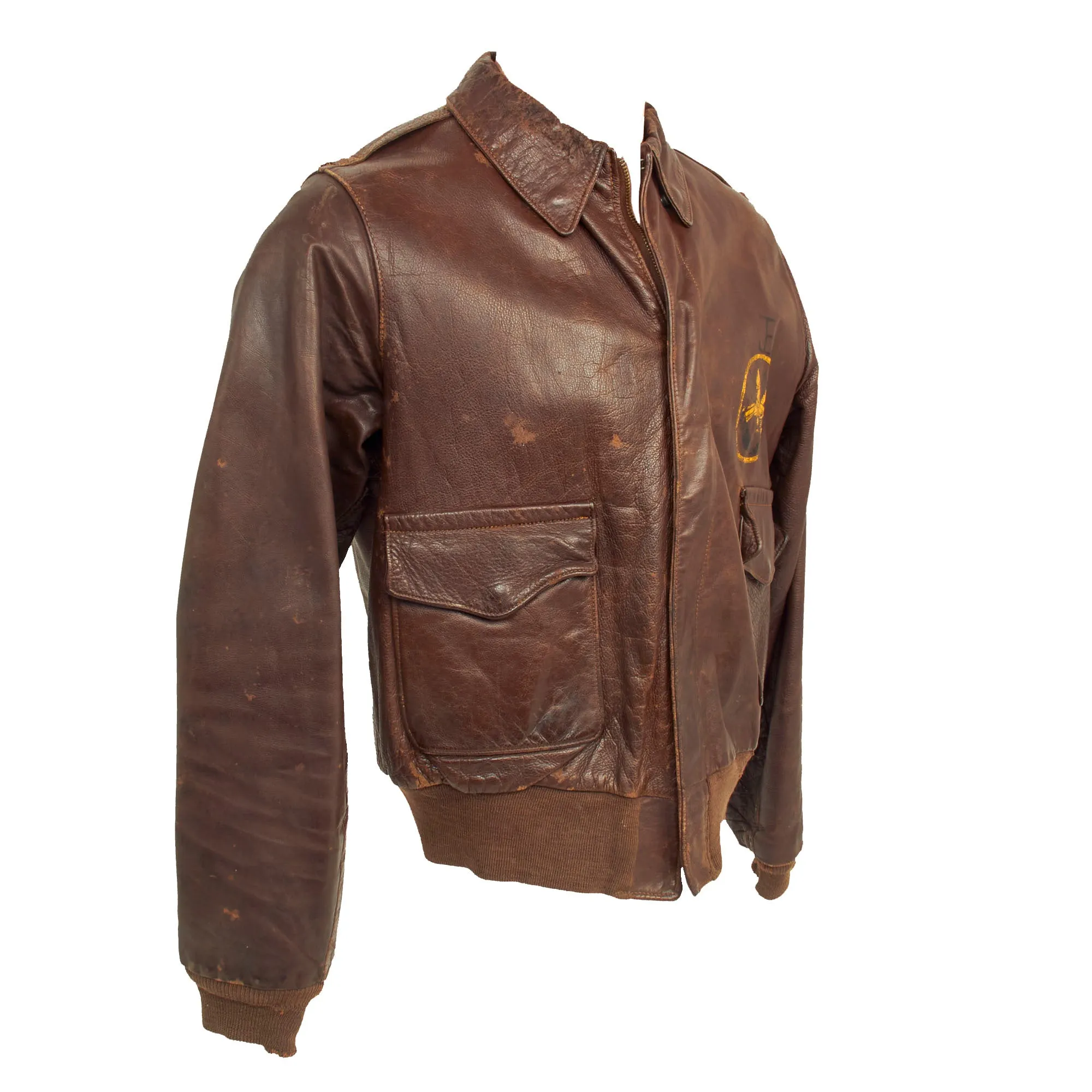 Original U.S. WWII Named B-17 Flying Fortress “Dragon Lady” 526th Bomb Squadron Painted A-2 Leather Flight Jacket - Co-Pilot James W. Eversole Jr