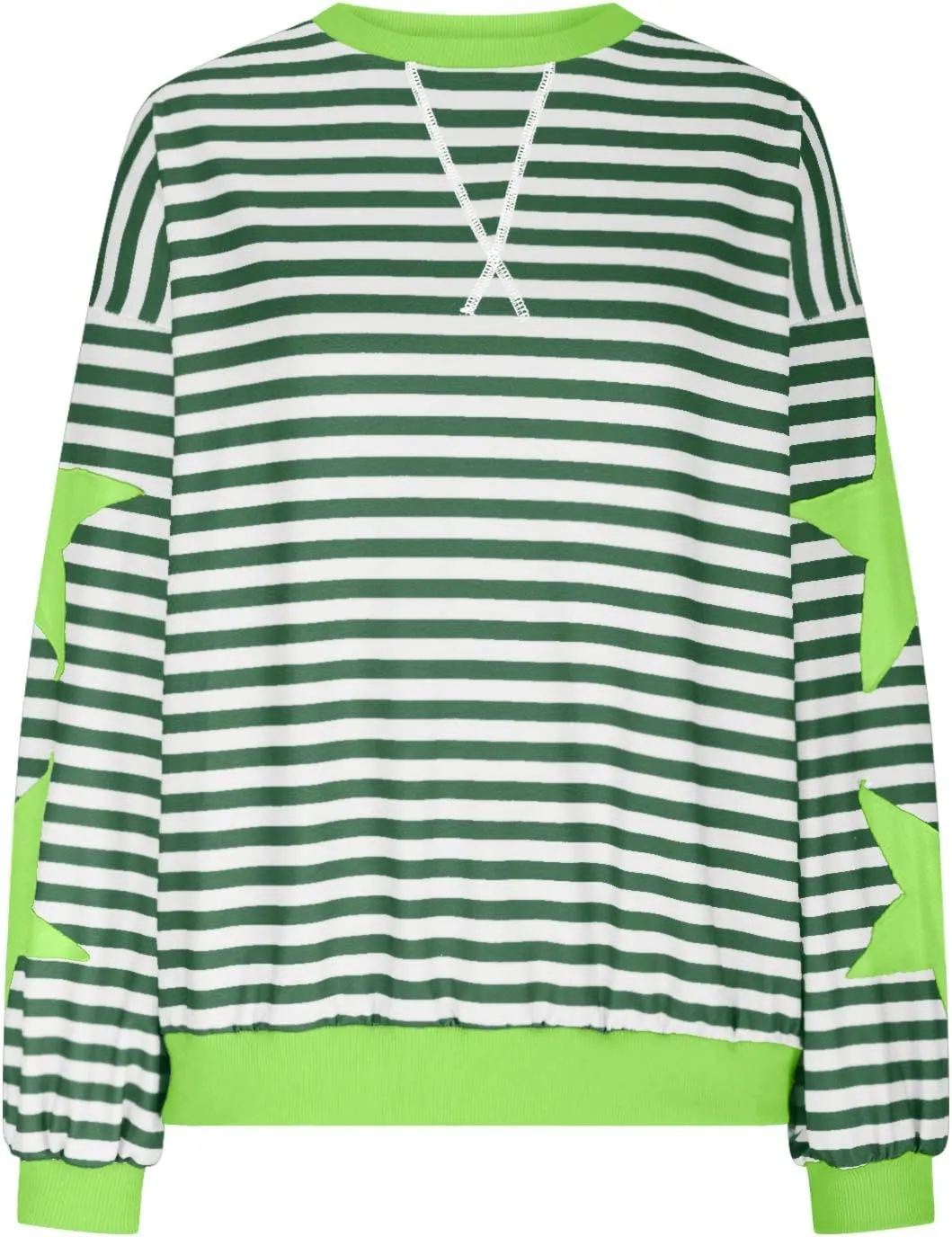 Oversized Sweatshirt for Women 2024 Fall Crewneck Star Striped Top Long Sleeve Preppy Y2K Hoodies Lightweight