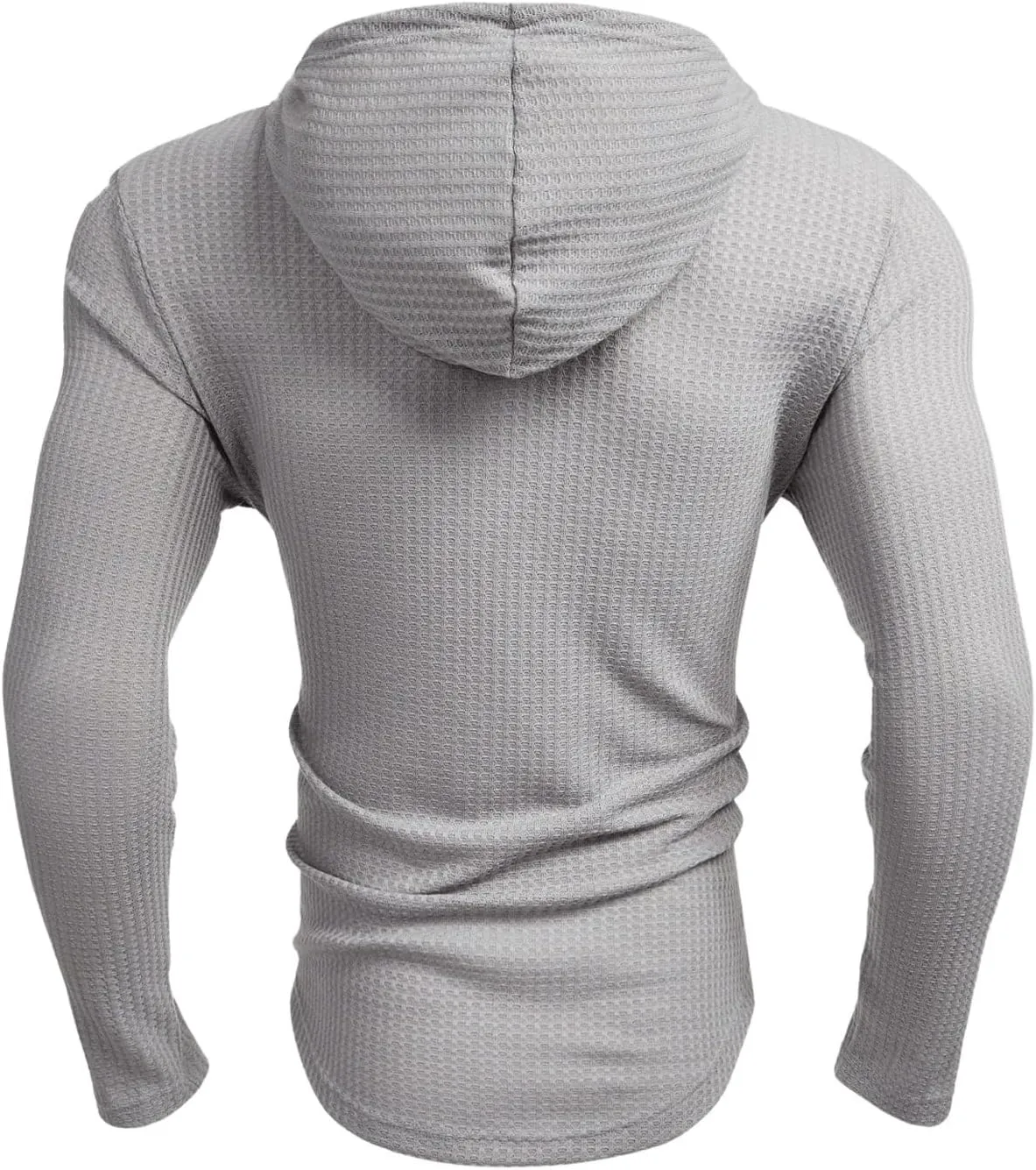 OYOANGLE Men's Casaul Drawstring Hoodies Pullover Long Sleeve Waffle Knit Slim Fit Sweatshirt Top