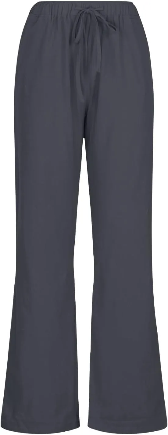 Palazzo Pants for Women 2024 Summer High Wasited Lounge Pants Drawstring Cotton Linen Casual Trousers with Pockets