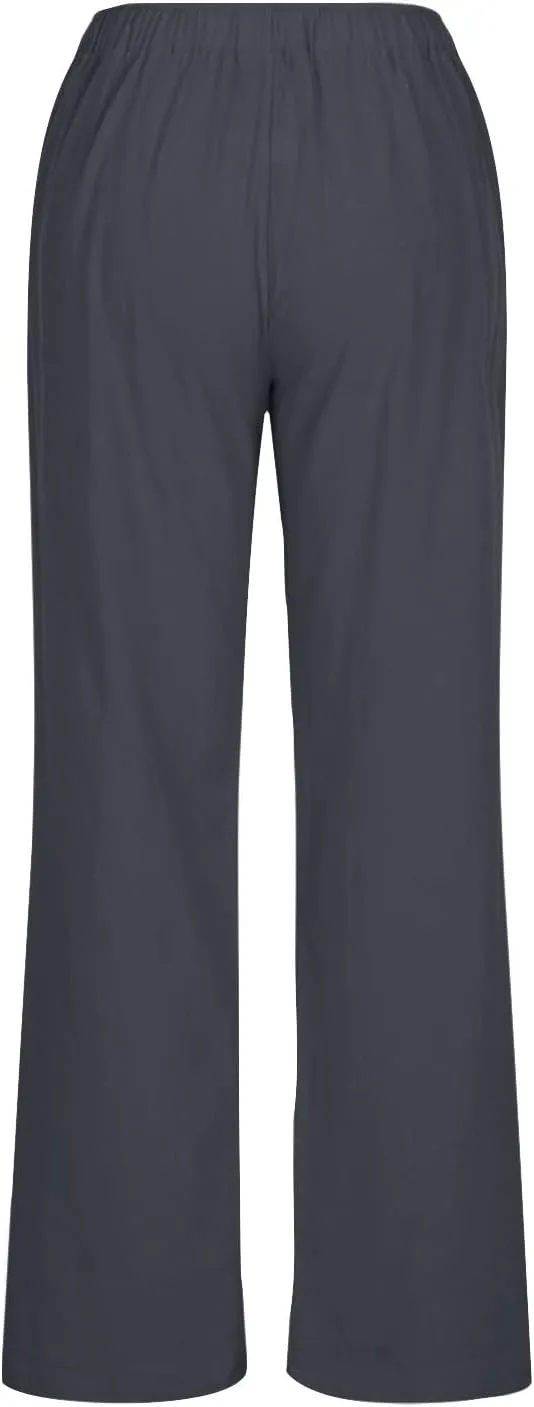 Palazzo Pants for Women 2024 Summer High Wasited Lounge Pants Drawstring Cotton Linen Casual Trousers with Pockets