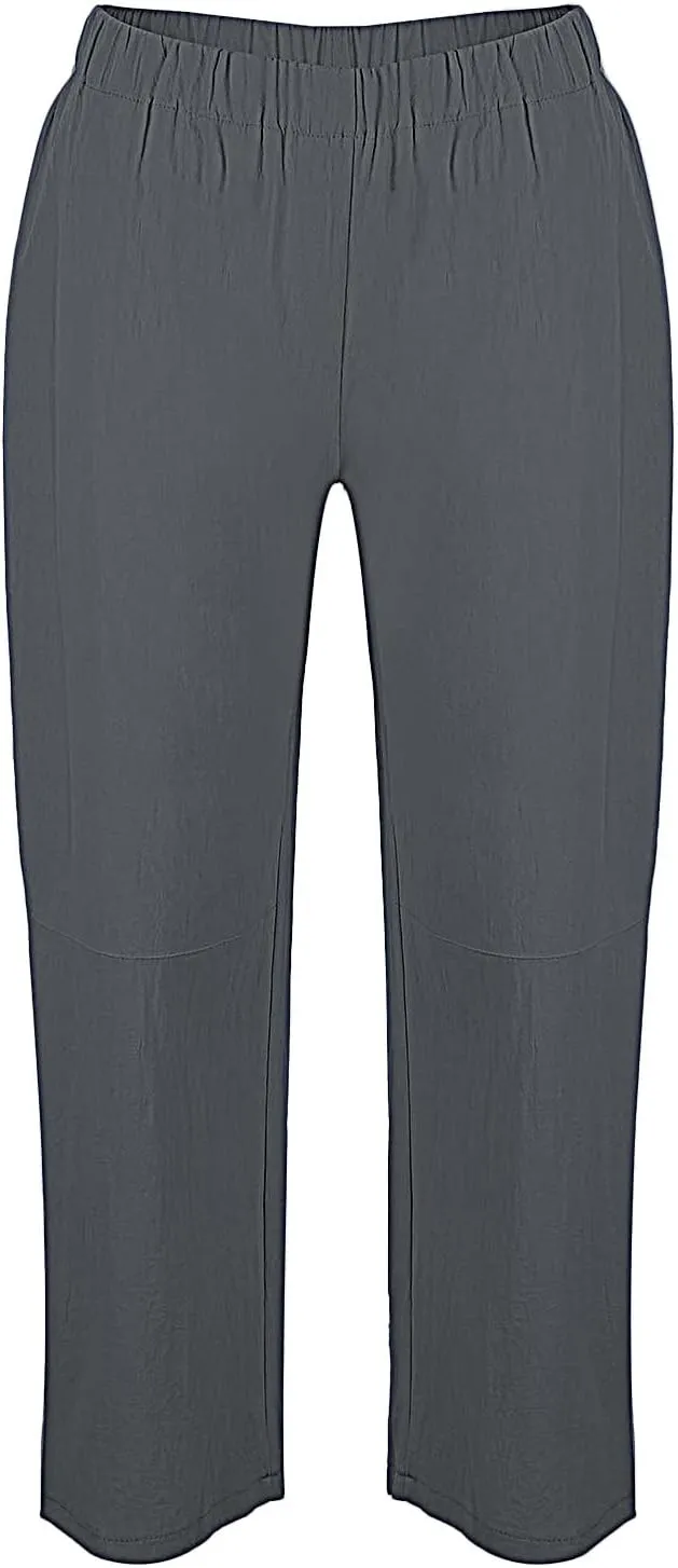 PantalN De Lino para Mujer Trousers Women Loose Wide Leg Pants Summer Fashion Solid Color Linen Work Pants for Women