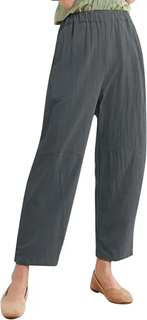 PantalN De Lino para Mujer Trousers Women Loose Wide Leg Pants Summer Fashion Solid Color Linen Work Pants for Women