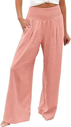 Pants for Women Trendy Pants Comfy Work Pants with Pockets Elastic High Waist Paper Bag Drawstring N De Lino para