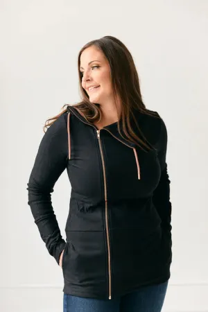Pink Cement Full Zip- Black with Rose Gold