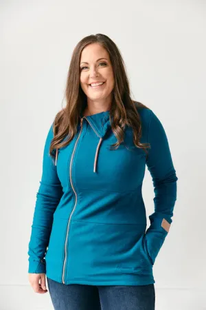 Pink Cement Full Zip- Moroccan Blue with Rose Gold