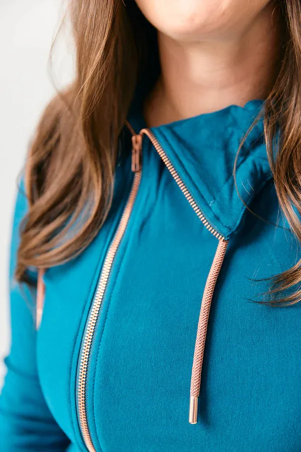 Pink Cement Full Zip- Moroccan Blue with Rose Gold