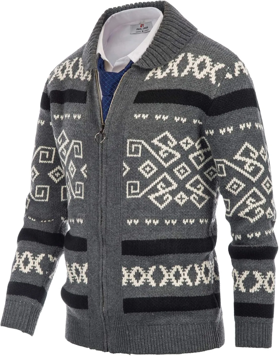 PJ Paul Jones Men's Casual Curling Sweater Cardigans Button Down Knitted Sweater