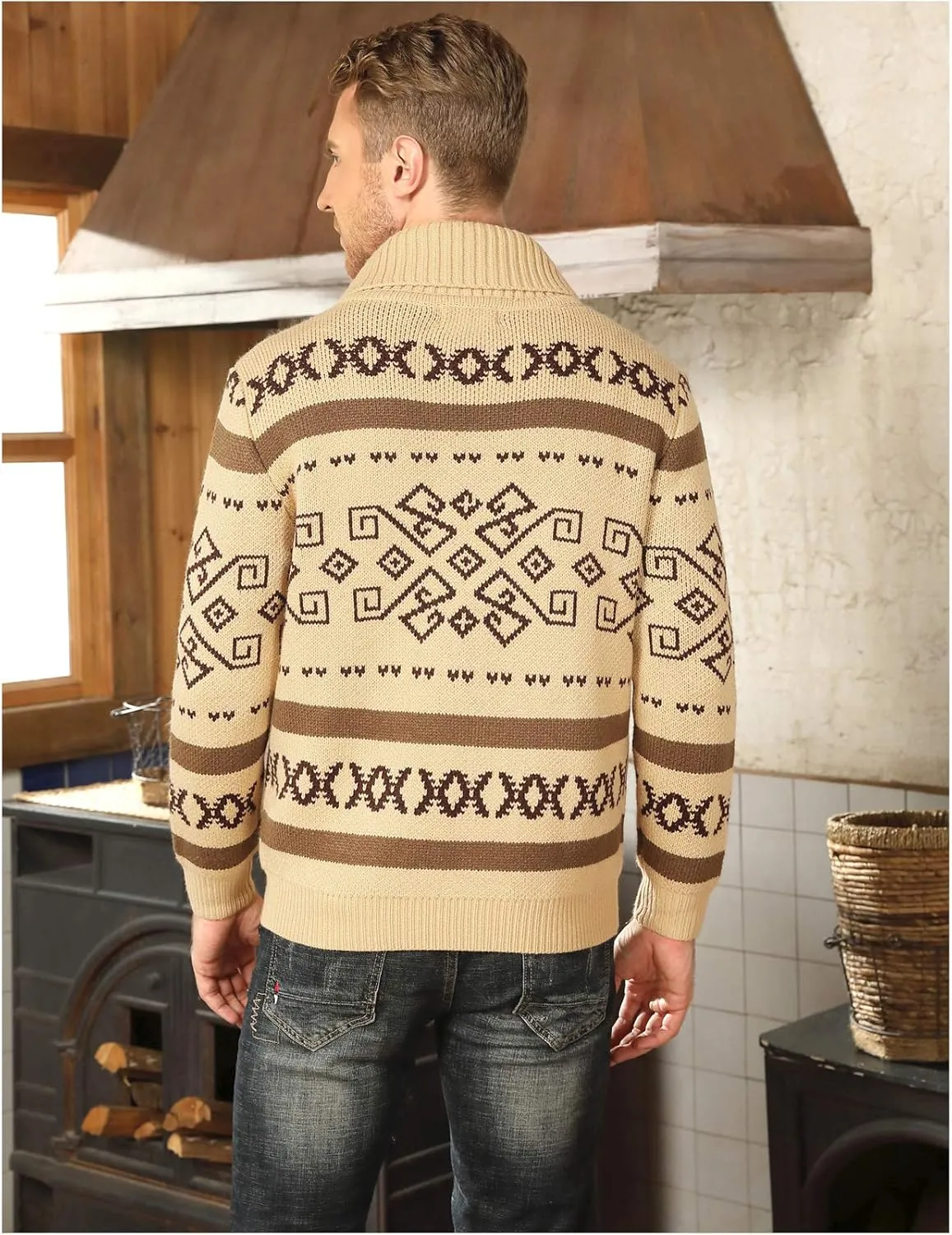 PJ Paul Jones Men's Casual Curling Sweater Cardigans Button Down Knitted Sweater