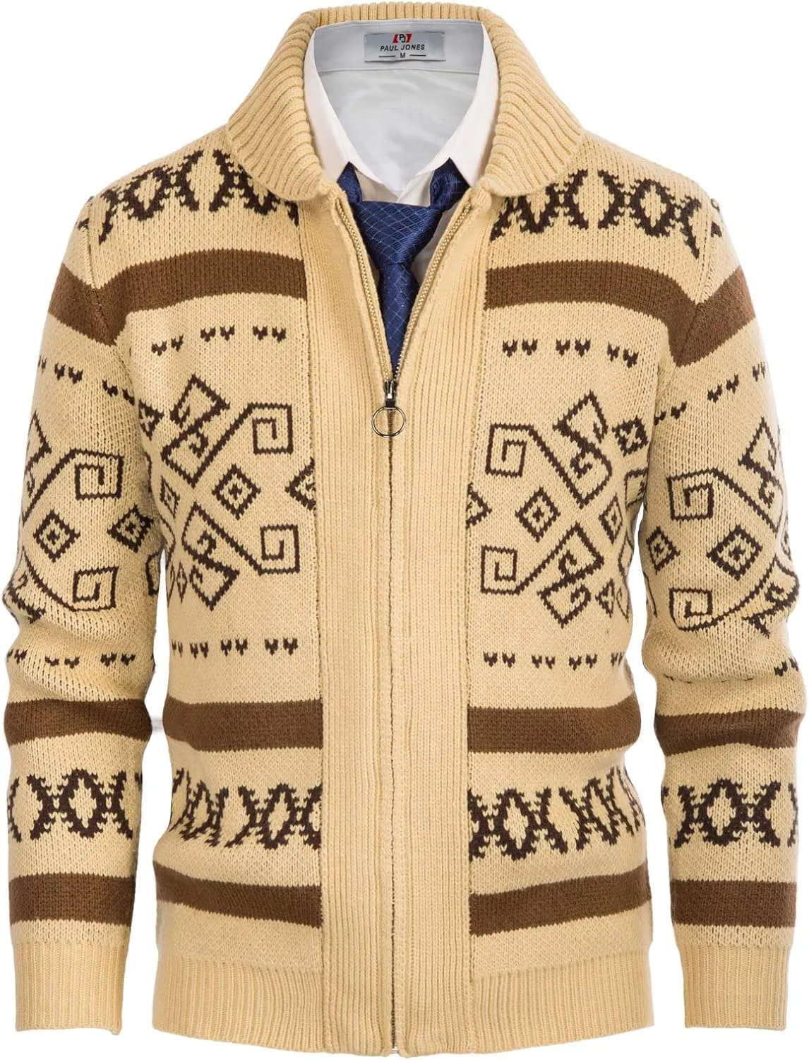 PJ Paul Jones Men's Casual Curling Sweater Cardigans Button Down Knitted Sweater