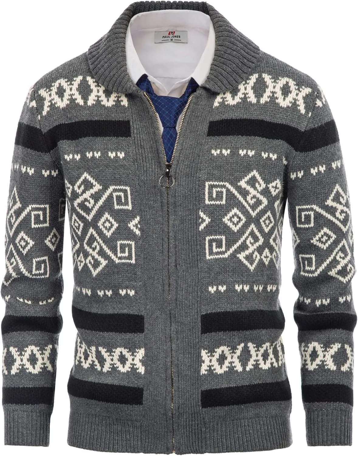 PJ Paul Jones Men's Casual Curling Sweater Cardigans Button Down Knitted Sweater