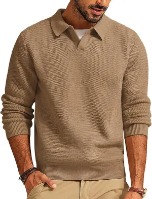 PJ PAUL JONES Men's Sweater V Neck Pullover Sweater Long Sleeve Cable Knit Textured Sweater