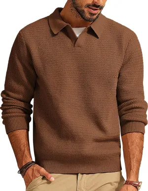 PJ PAUL JONES Men's Sweater V Neck Pullover Sweater Long Sleeve Cable Knit Textured Sweater
