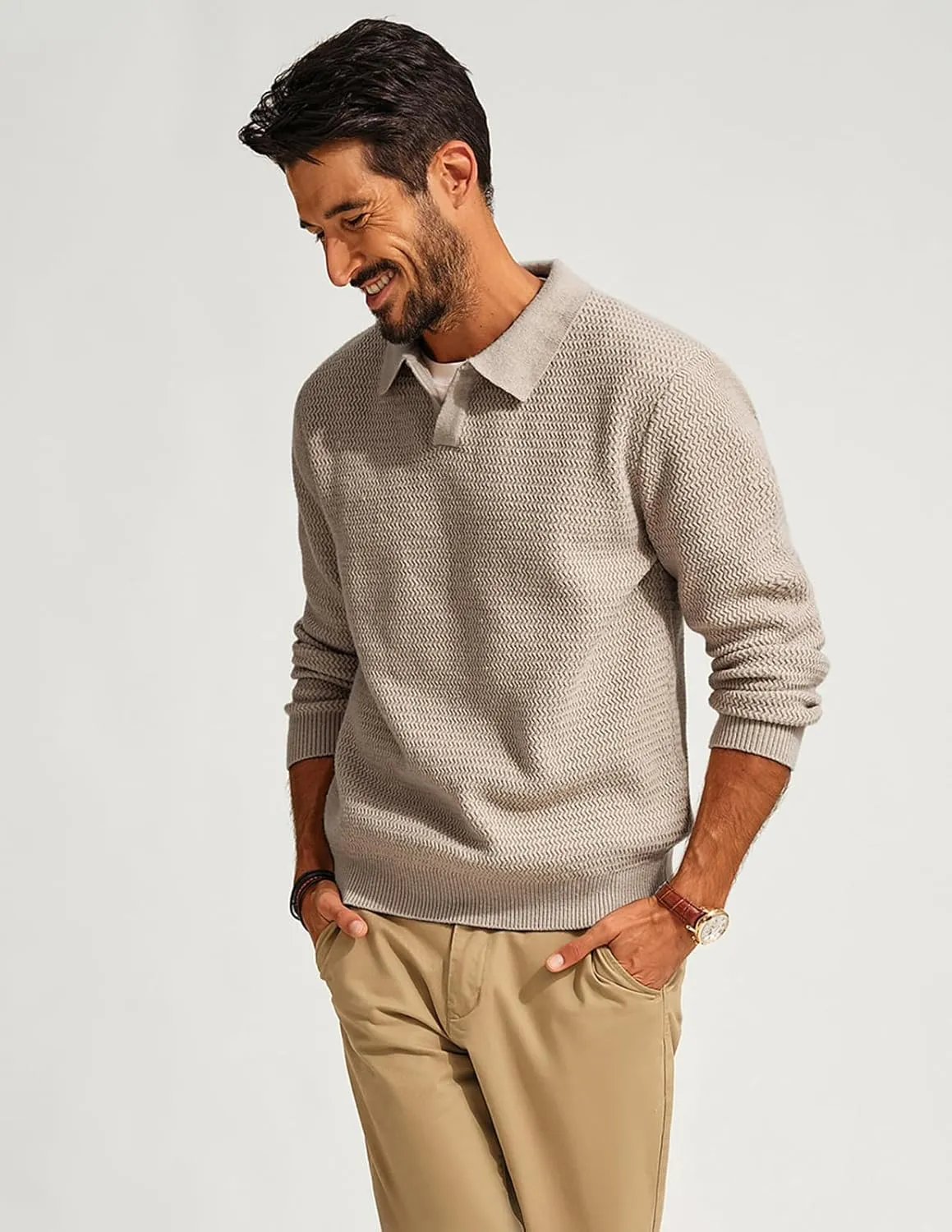 PJ PAUL JONES Men's Sweater V Neck Pullover Sweater Long Sleeve Cable Knit Textured Sweater