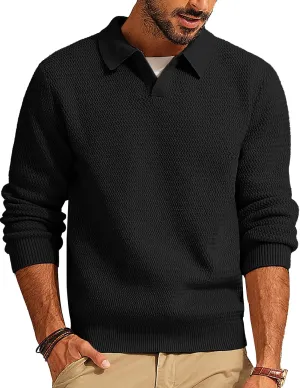 PJ PAUL JONES Men's Sweater V Neck Pullover Sweater Long Sleeve Cable Knit Textured Sweater