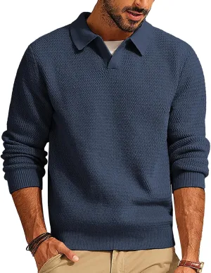 PJ PAUL JONES Men's Sweater V Neck Pullover Sweater Long Sleeve Cable Knit Textured Sweater