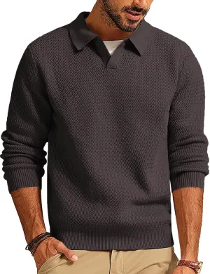 PJ PAUL JONES Men's Sweater V Neck Pullover Sweater Long Sleeve Cable Knit Textured Sweater