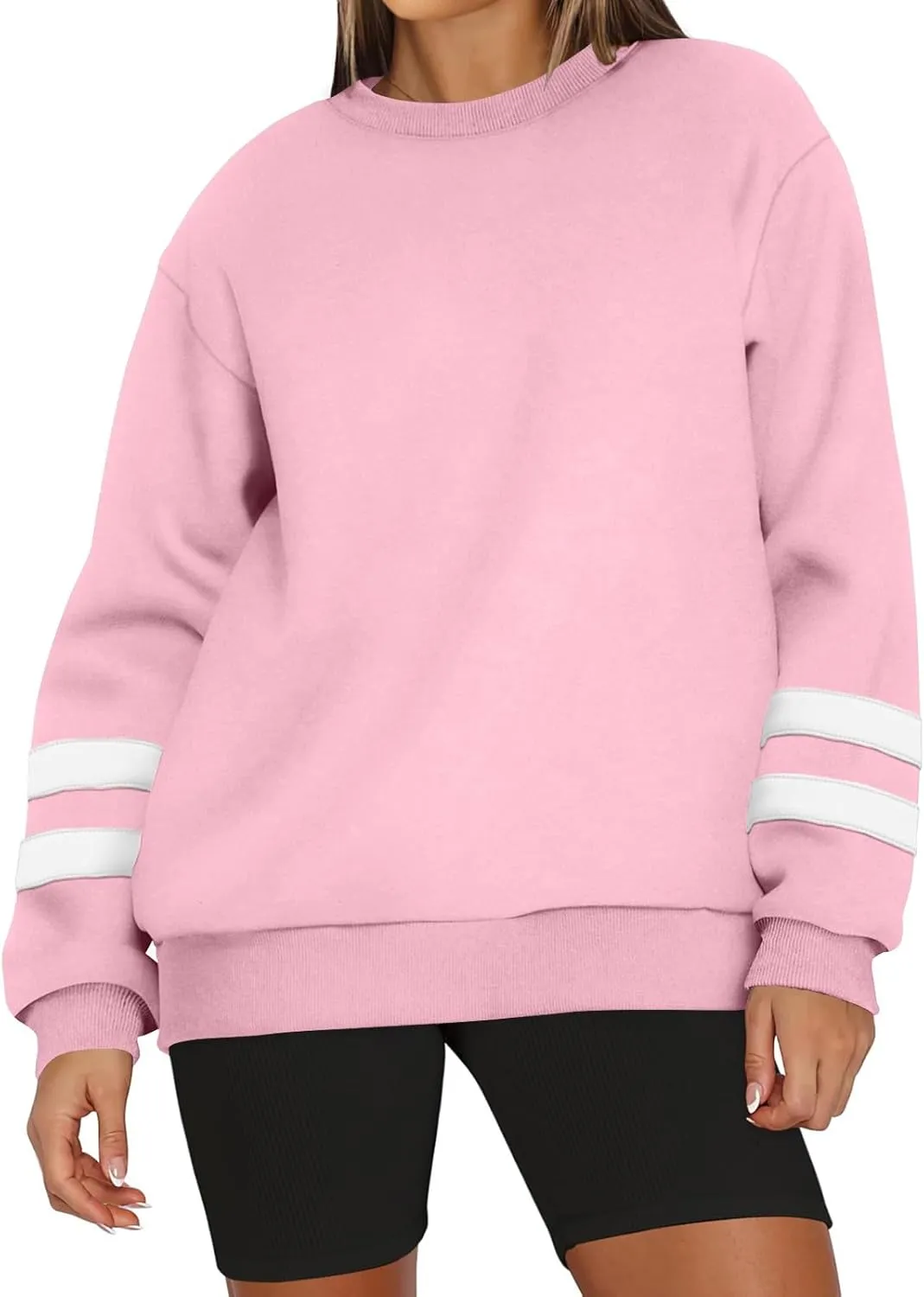 Plus Size Sweaters for Women Oversized Color Block Fleece Sweater Comfy Y2k Crewneck Sweatshirt Long Sleeve Pullover
