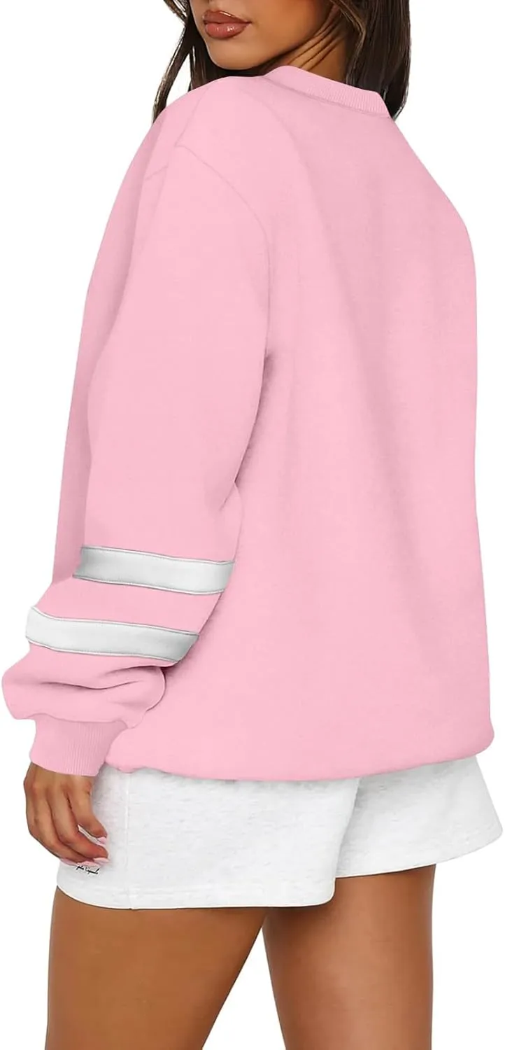 Plus Size Sweaters for Women Oversized Color Block Fleece Sweater Comfy Y2k Crewneck Sweatshirt Long Sleeve Pullover