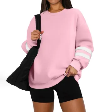 Plus Size Sweaters for Women Oversized Color Block Fleece Sweater Comfy Y2k Crewneck Sweatshirt Long Sleeve Pullover
