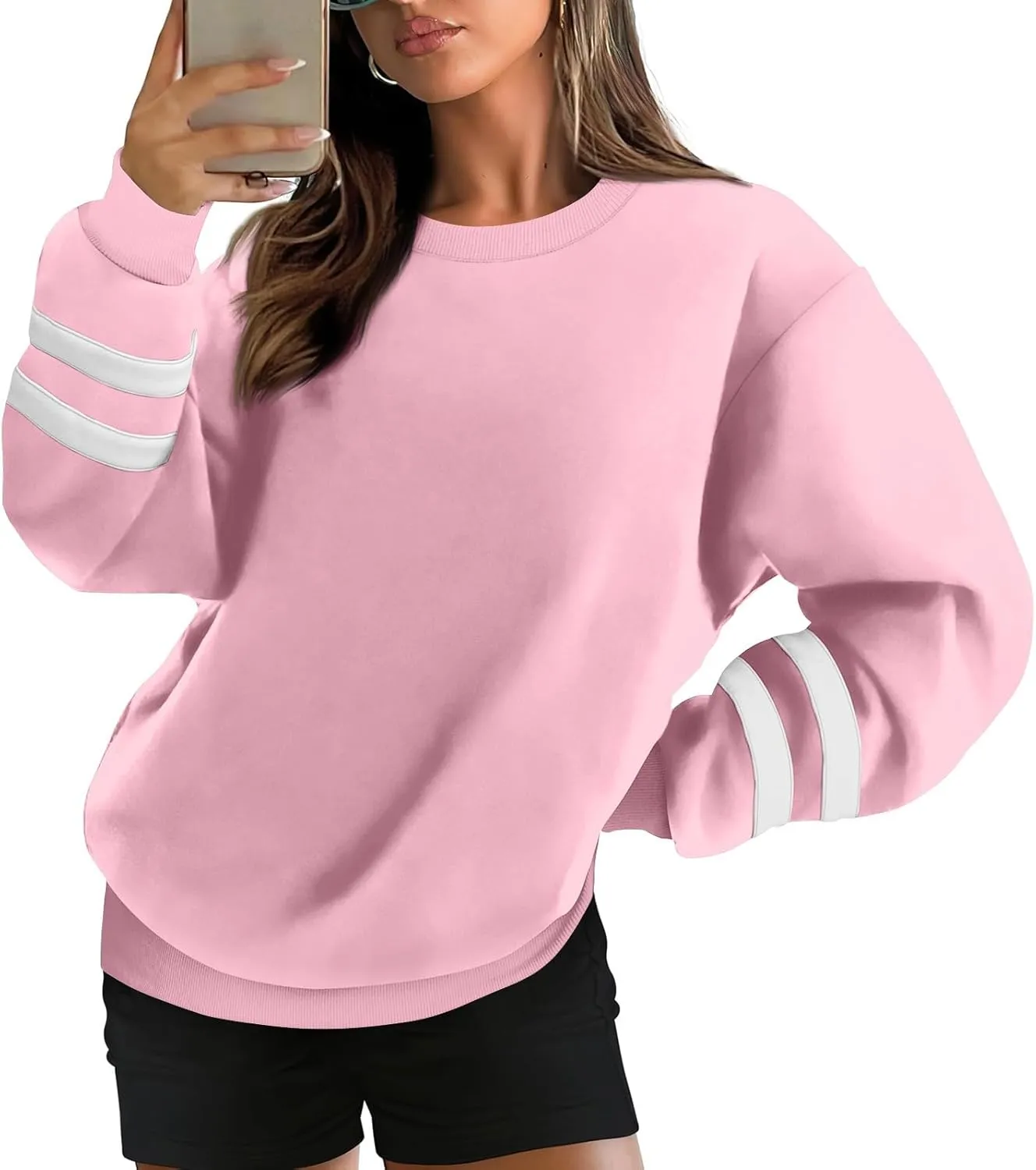 Plus Size Sweaters for Women Oversized Color Block Fleece Sweater Comfy Y2k Crewneck Sweatshirt Long Sleeve Pullover