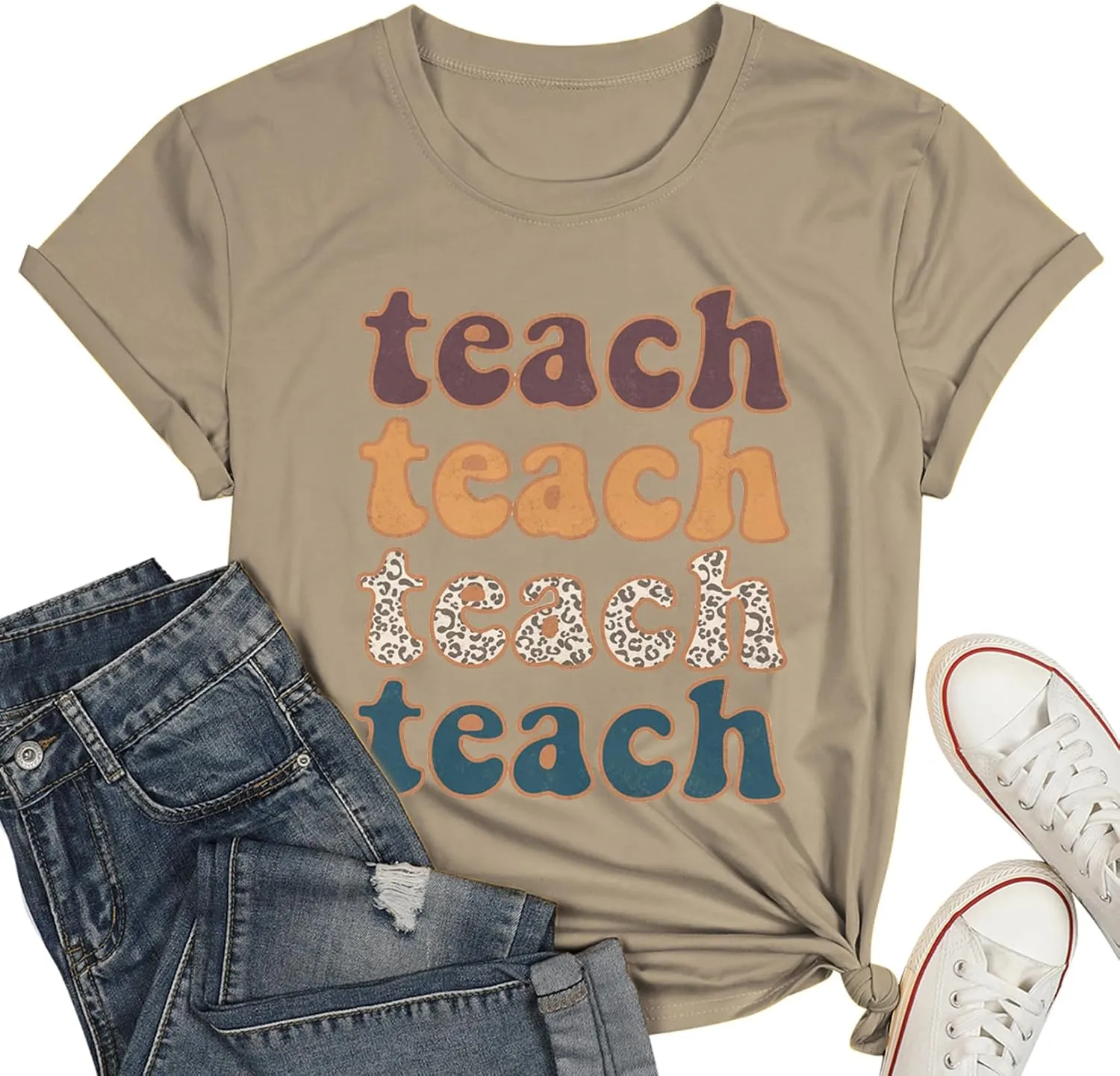 Plus Size Teacher Shirts Women Oversized Teach Life T Shirt Short Sleeve Graphic T-Shirt Gift Tops