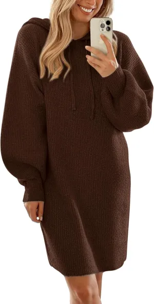 PRETTYGARDEN Women's Sweater Dress Fall Winter Casual Long Sleeve Pullover Chunky Knit Loose Oversized Hoodie Tunic Sweaters