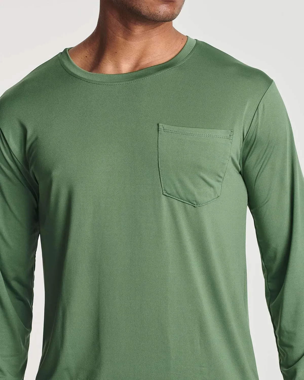 Real Essentials 4 Pack: Men's Dry-Fit Active Athletic Long Sleeve Pocket Crew T-Shirt Outdoors UPF 50 S-5XLT