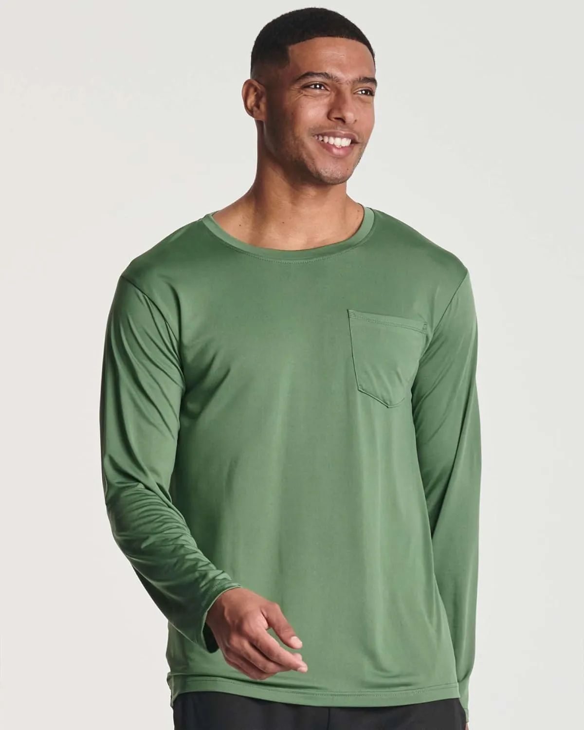 Real Essentials 4 Pack: Men's Dry-Fit Active Athletic Long Sleeve Pocket Crew T-Shirt Outdoors UPF 50 S-5XLT