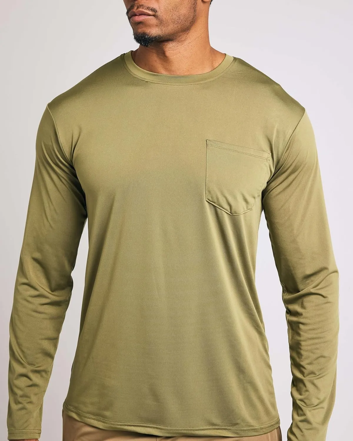 Real Essentials 4 Pack: Men's Dry-Fit Active Athletic Long Sleeve Pocket Crew T-Shirt Outdoors UPF 50 S-5XLT