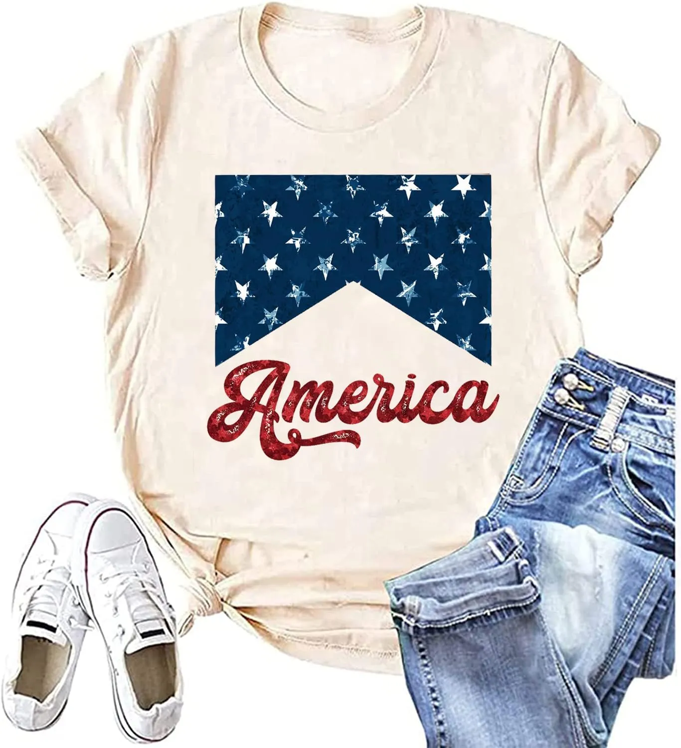 Red White and Blue America Shirt Women Vintage Distressed Graphic 4th of July Tshirt Casual Short Sleeve Patriotic Tops