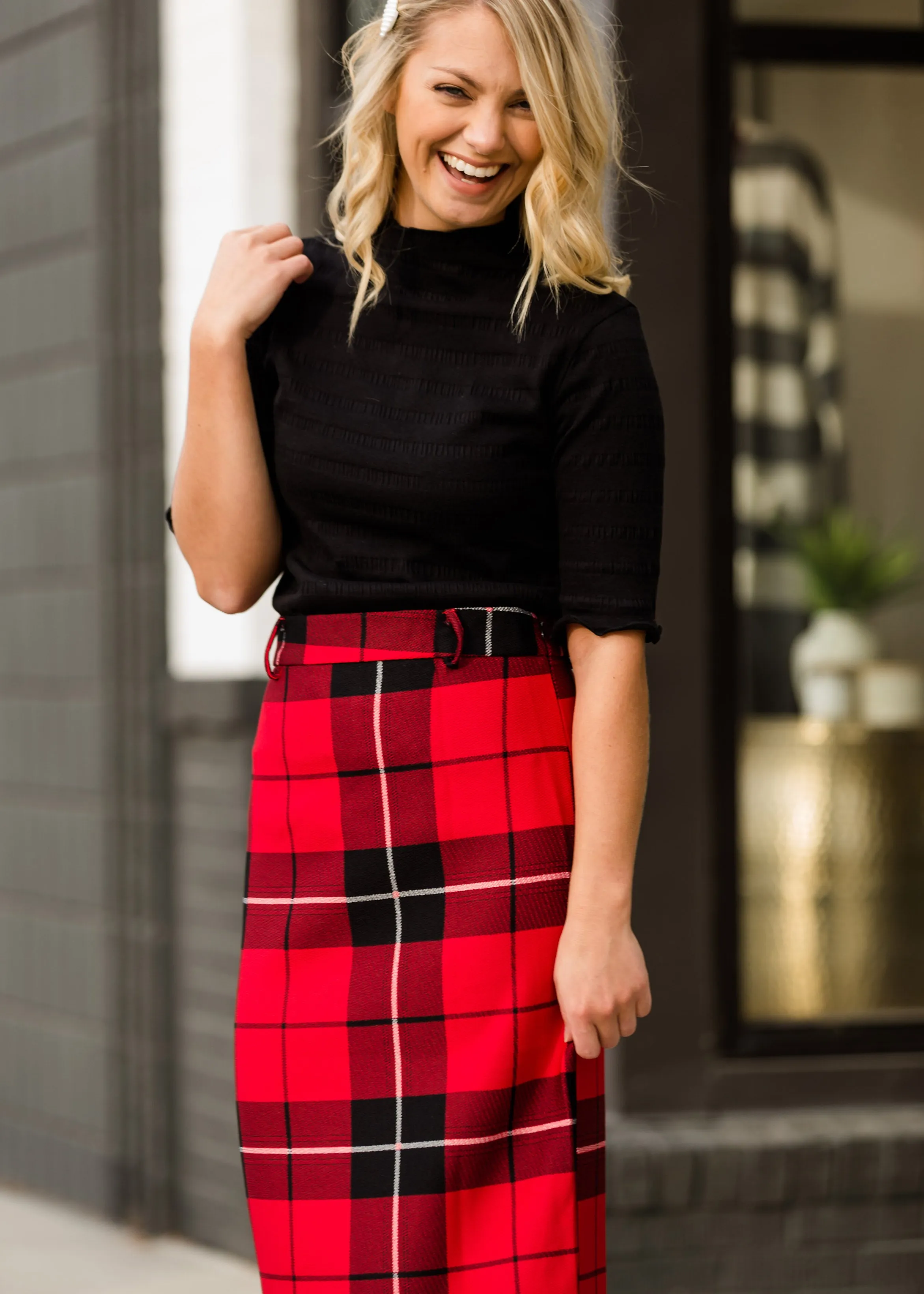 Ruffle Hem Ribbed Knit Top - FINAL SALE