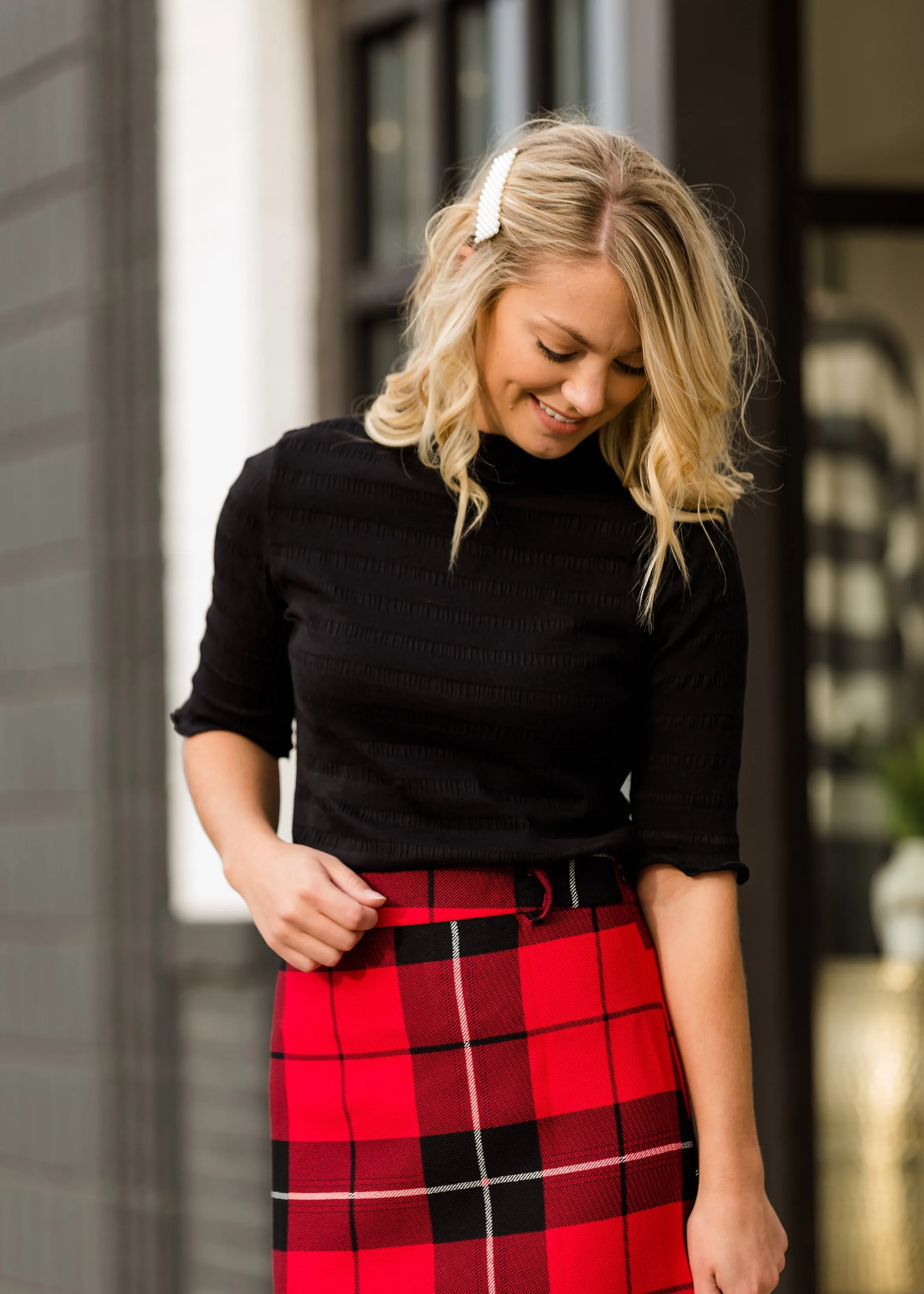 Ruffle Hem Ribbed Knit Top - FINAL SALE