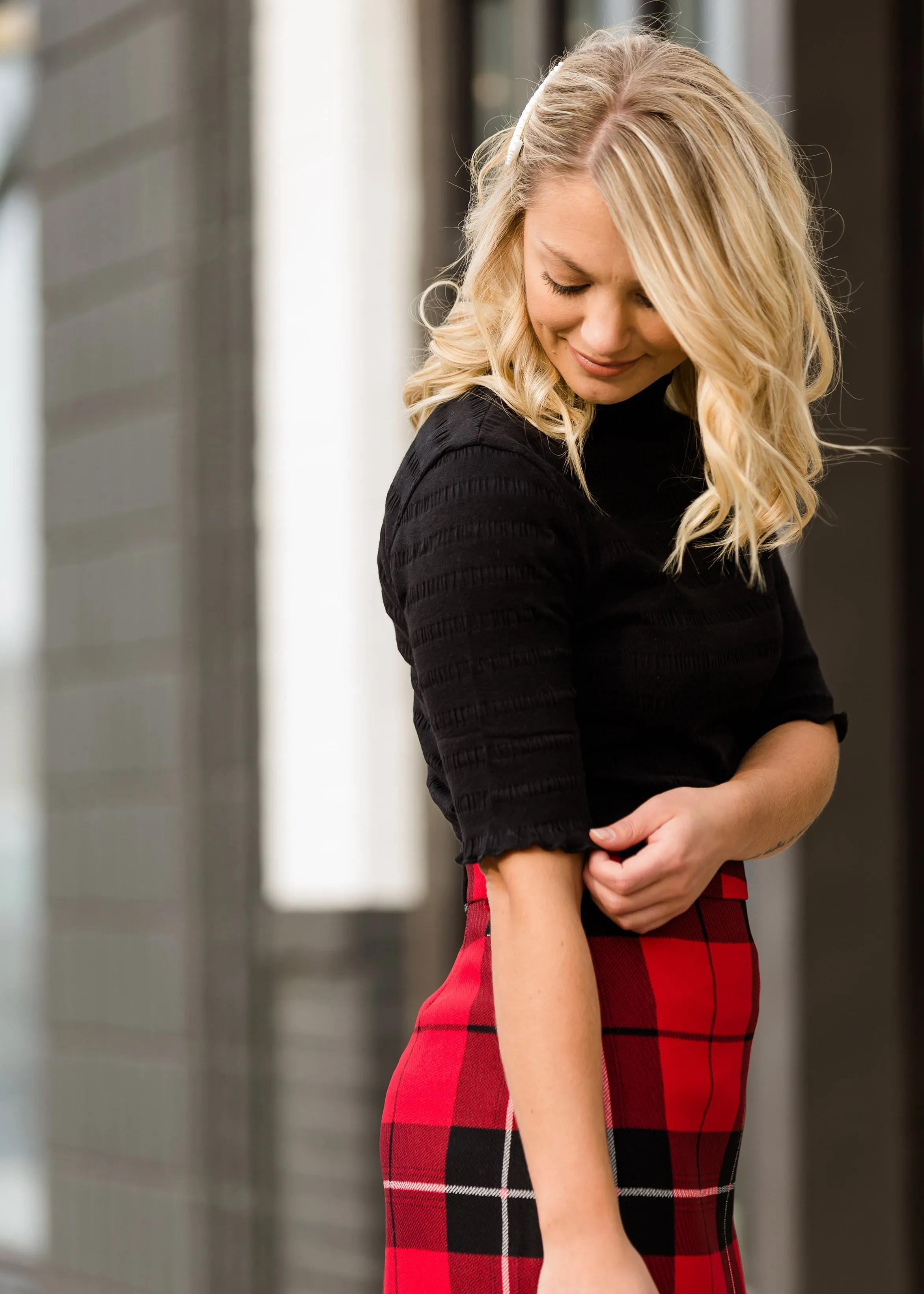 Ruffle Hem Ribbed Knit Top - FINAL SALE