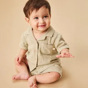 Sage Muslin Short Sleeve Shirt & Shorts Set