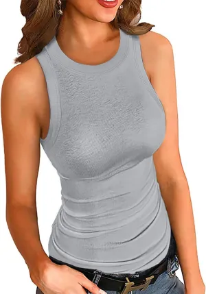 Samefar Women's Slim Knit Sleeveless Racerback Casual Basic Ribbed Tank Tops Vest