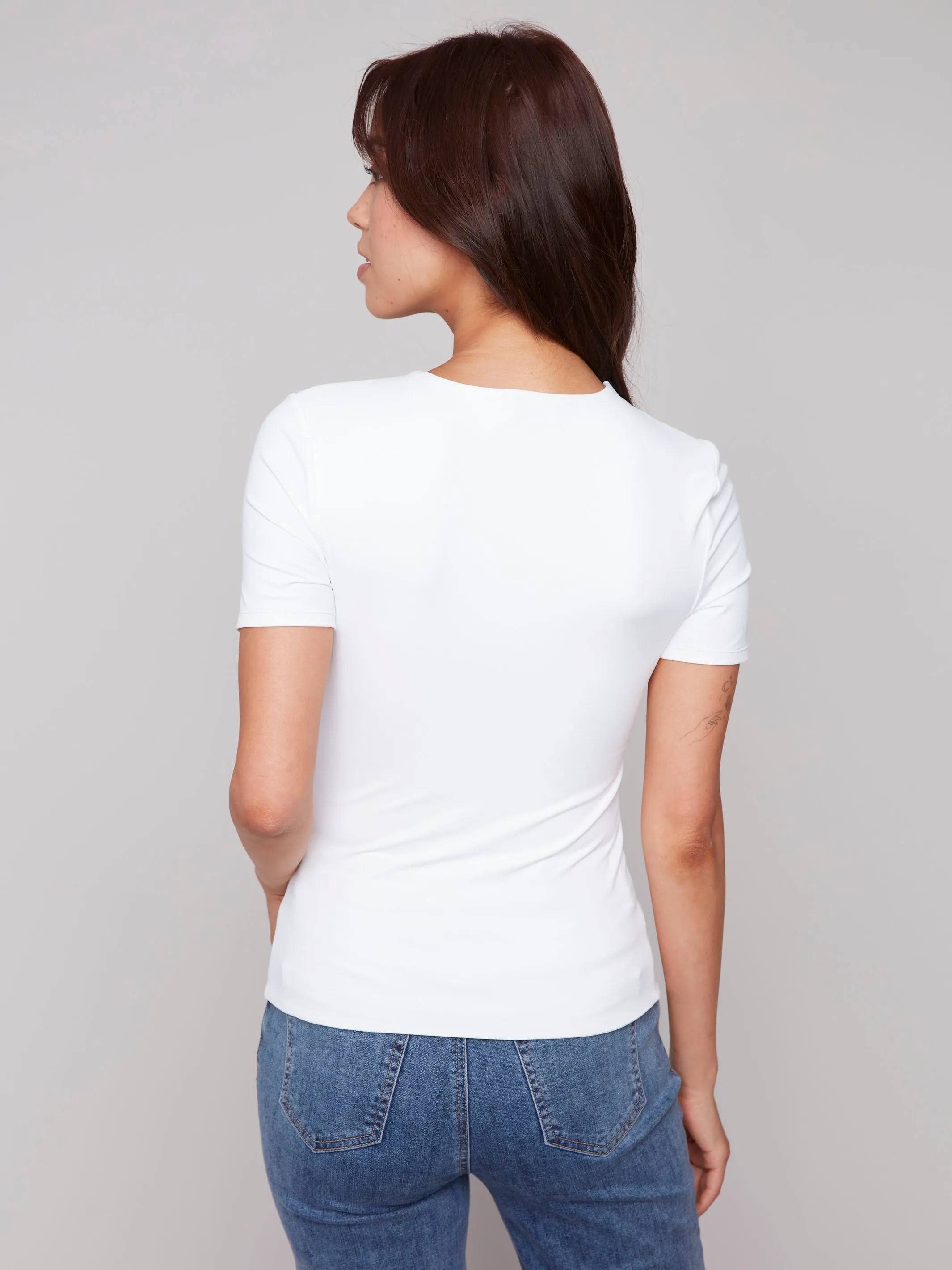 Short-Sleeved Super Stretch Top - White
