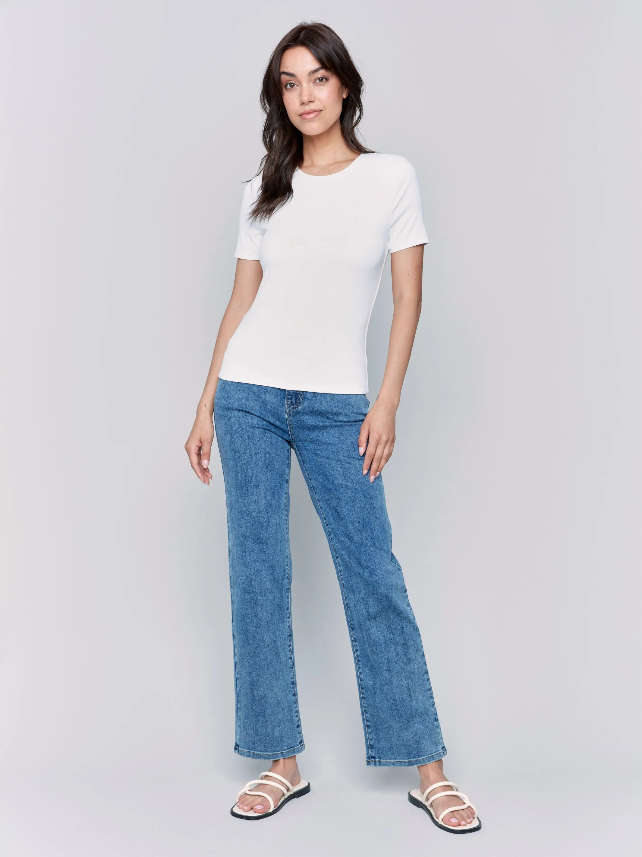 Short-Sleeved Super Stretch Top - White