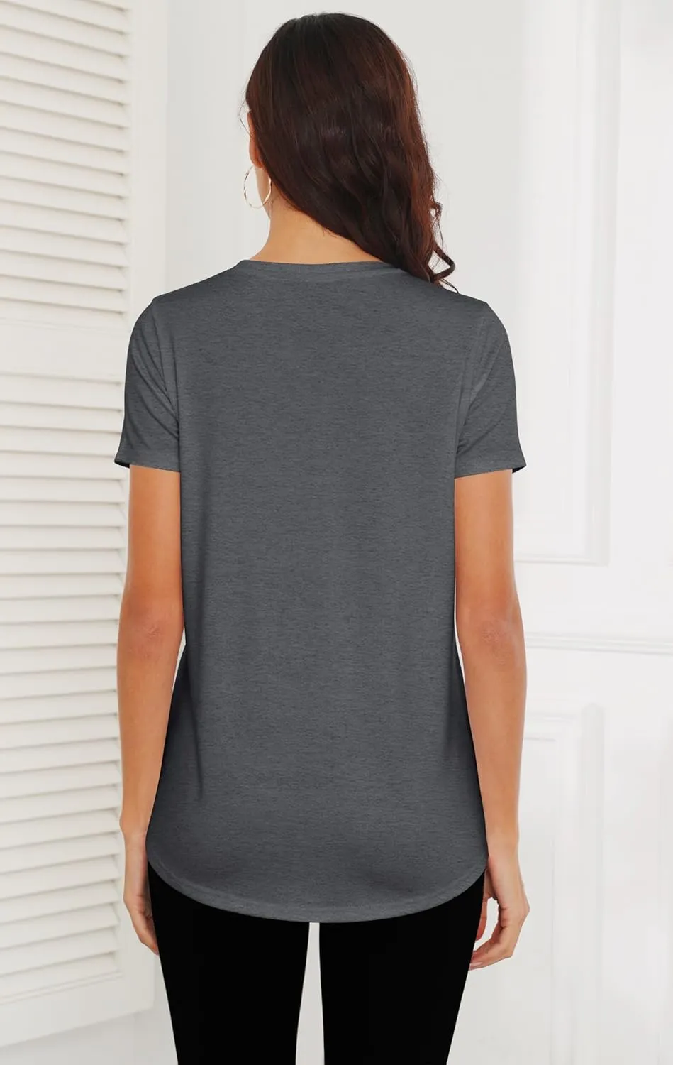 Smile Fish Women Crewneck Loose Fit Tunic Tops Short Sleeve Dressy Casual Summer Long Tee Shirts