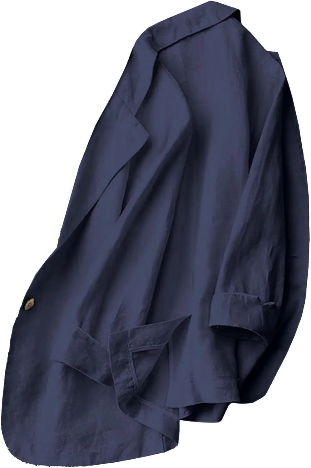 SOMTHRON Women's Casual Linen Blazer 3/4 Sleeve One Button Lapel Lightweight Work Office Dressy Suit Jacket