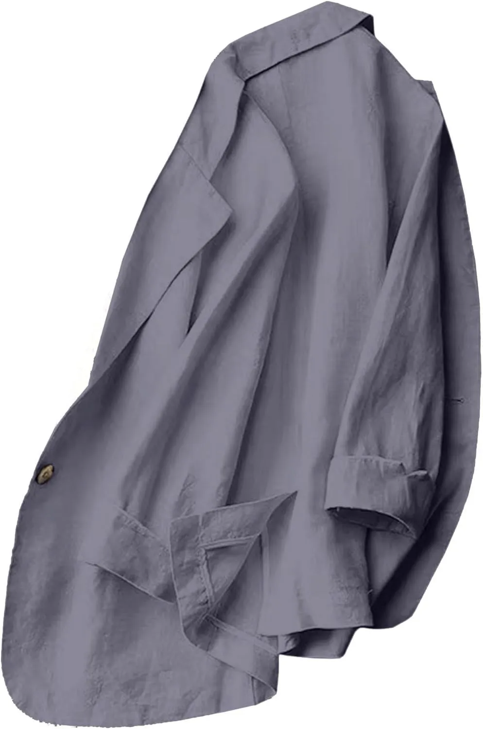 SOMTHRON Women's Casual Linen Blazer 3/4 Sleeve One Button Lapel Lightweight Work Office Dressy Suit Jacket